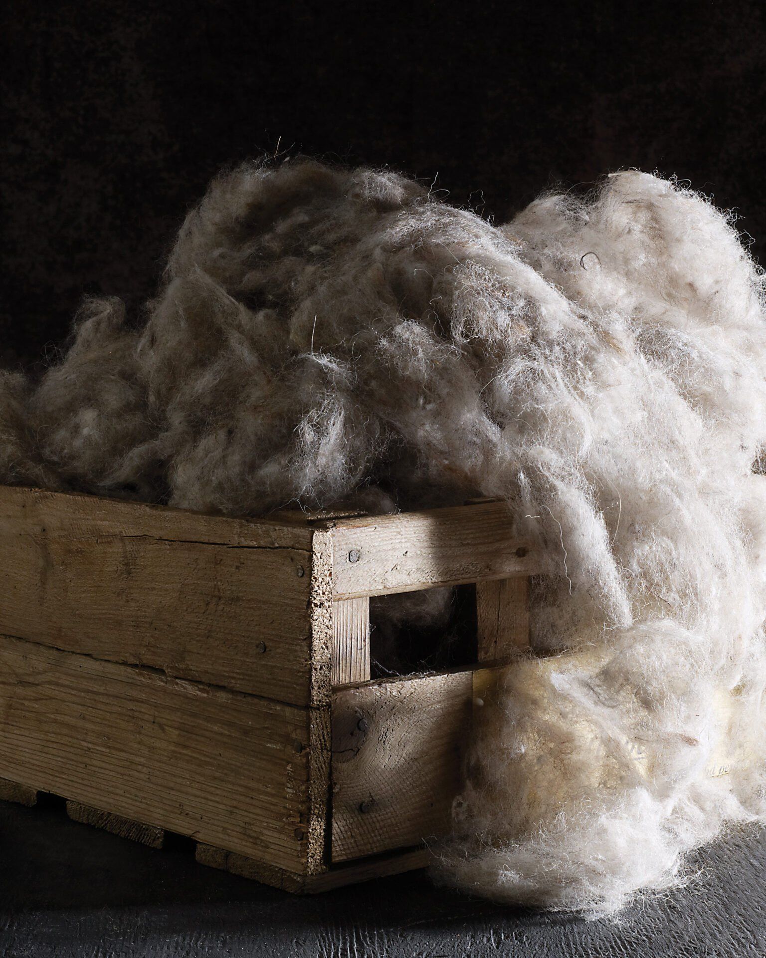 Fibra di alpaca grezza usata nelle imbottiture dei materassi Hypnos